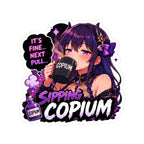 Sipping Copium Anime Sticker Kiss Cut Vinyl Decal, Funny Gacha Gamer Meme Sticker for Laptop, Water Bottle Hydroflask, Copium Sticker, Anime Demon Girl,  Gacha Meme Decal, Funny Gift for Gamers and Streamers