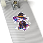 Celestial Cat Sticker, Kawaii Galaxy Witch Kitty in Star Hat Decal, Kiss Cut Glossy Vinyl in 4 Sizes, Cute Gift for Witchy Cat Lovers