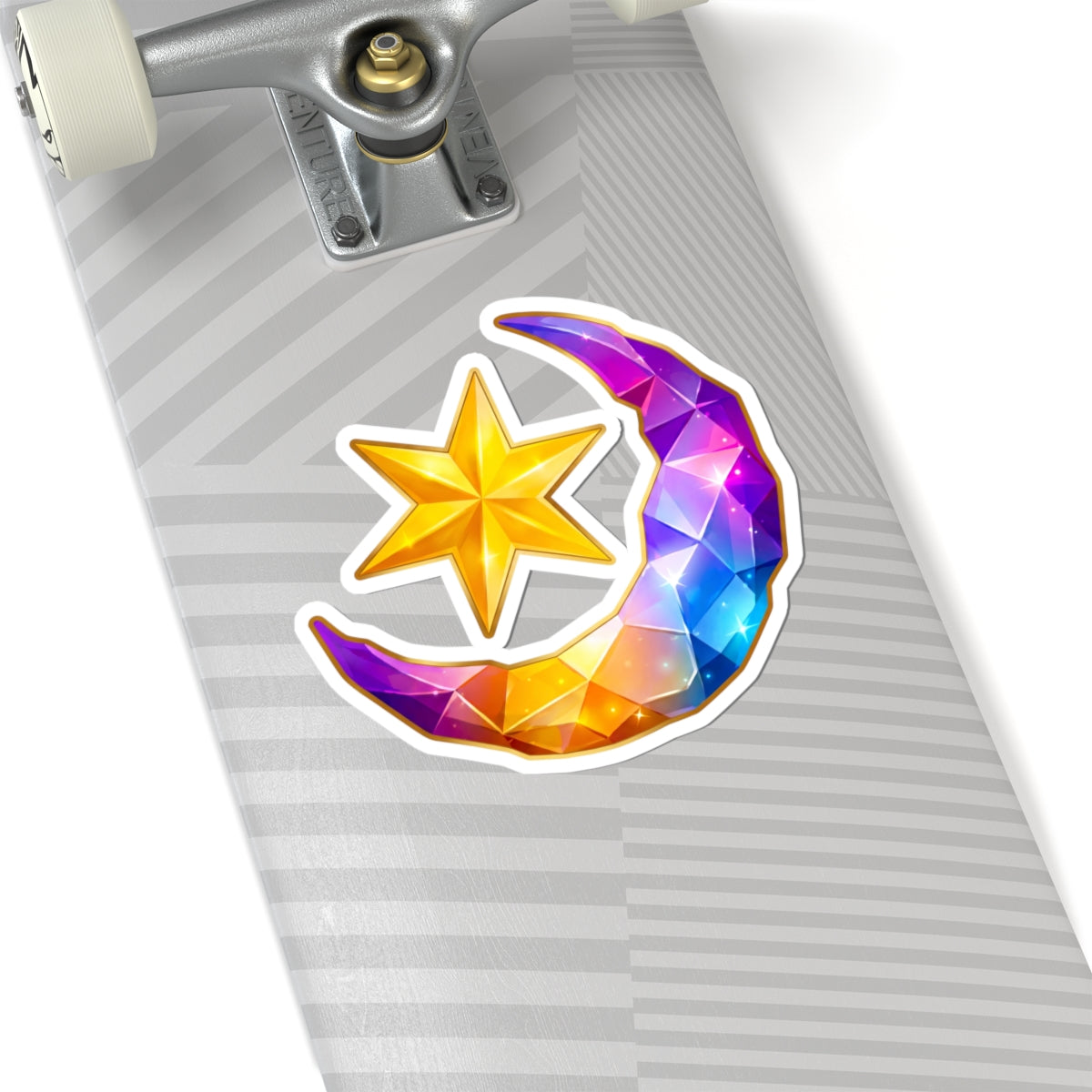 Star Fragment, Crystal Moon and Star Sticker, Celestial Rainbow Gem Crescent Decal, Kiss Cut Glossy Vinyl in 4 Sizes, Cute Gift for Journals, 7DS Origins