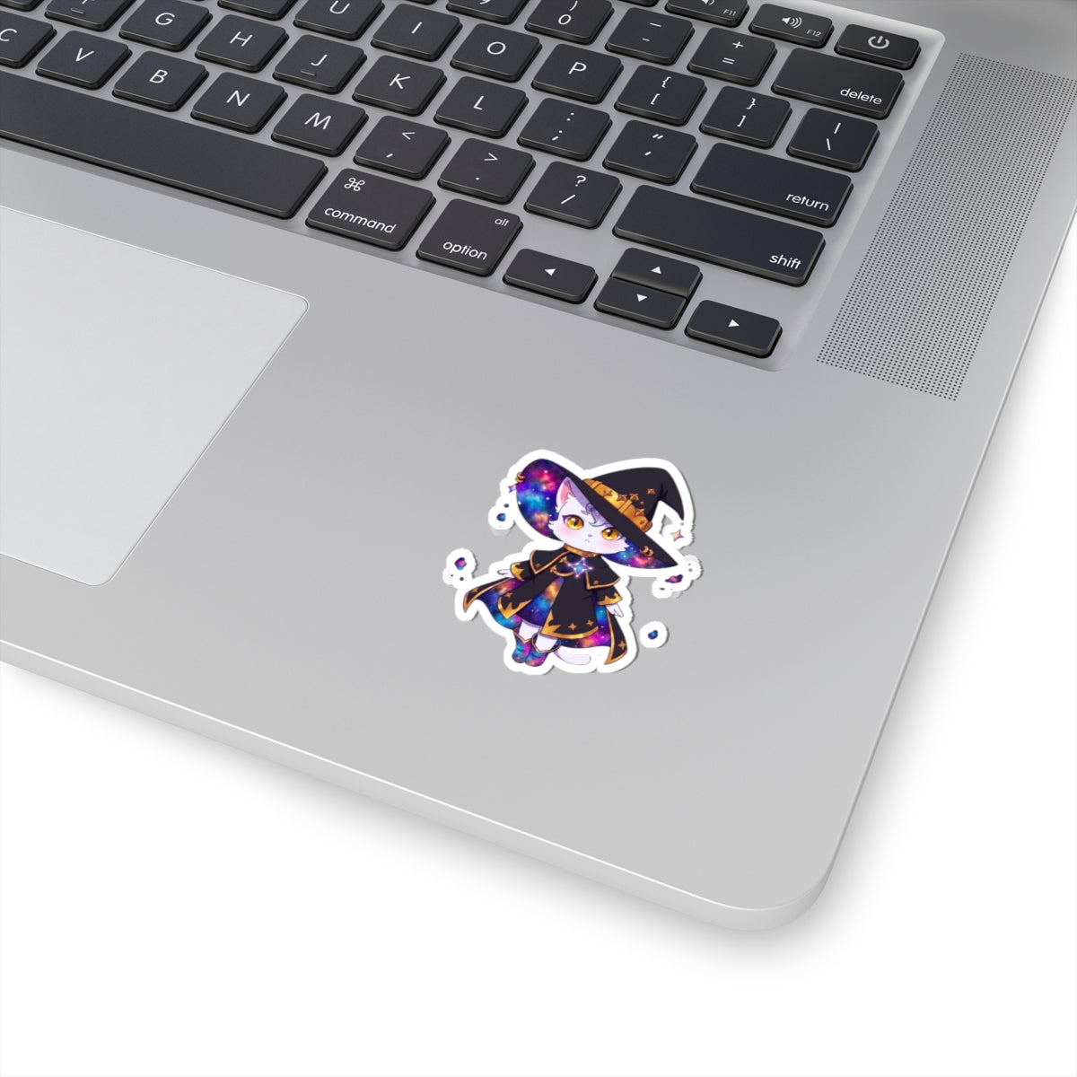 Celestial Cat Sticker, Kawaii Galaxy Witch Kitty in Star Hat Decal, Kiss Cut Glossy Vinyl in 4 Sizes, Cute Gift for Witchy Cat Lovers