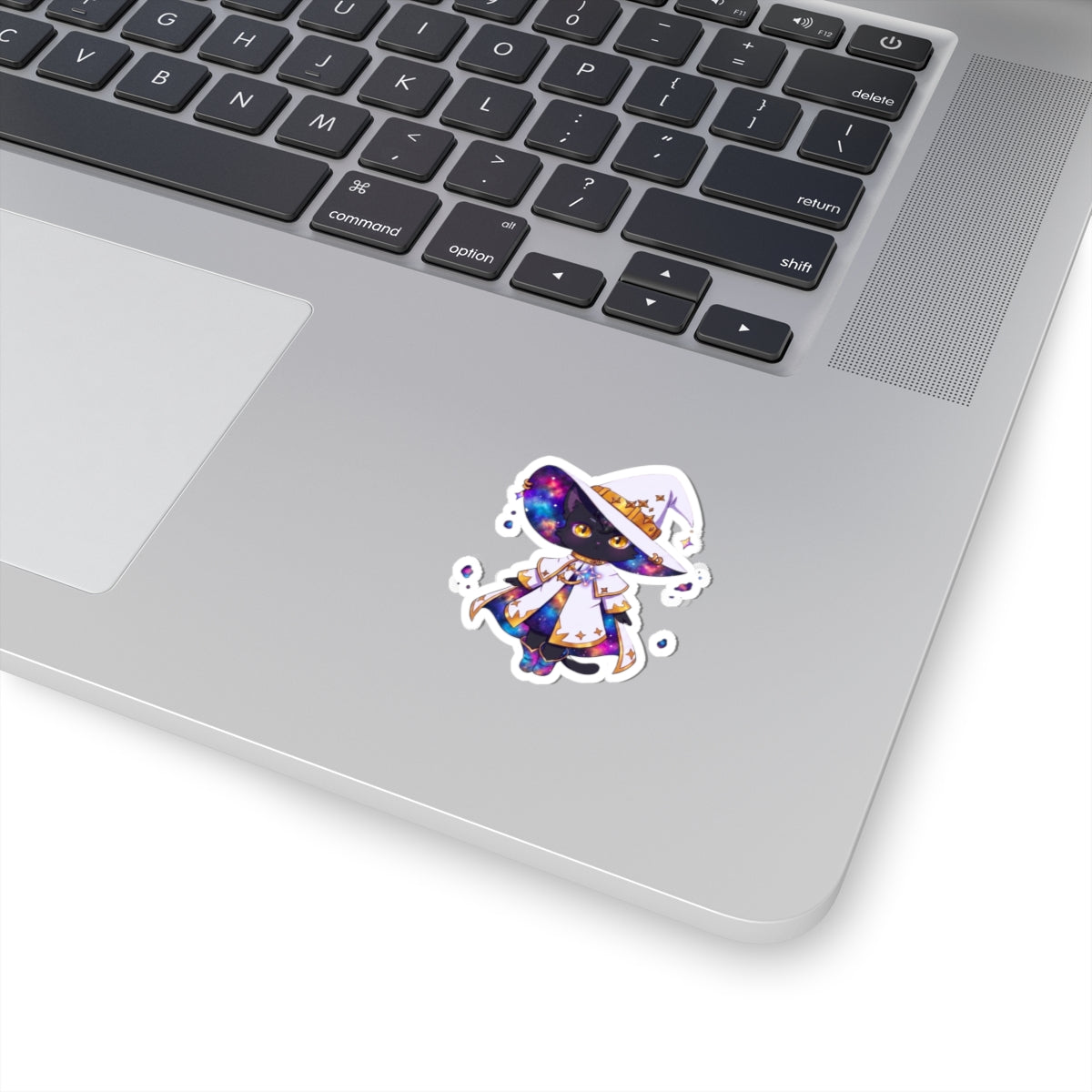 Celestial Cat Sticker, Kawaii Galaxy Witch Kitty in Star Hat Decal, Kiss Cut Glossy Vinyl in 4 Sizes, Cute Gift for Witchy Cat Lovers