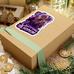 Sipping Hopium Kiss-Cut Sticker — Purple Aesthetic Vaporwave Girl Sticker, Anime Demon Girl with Loc's Decal, Kiss Cut Glossy Vinyl in 4 Sizes, Funny Gacha Gamer Meme Sticker