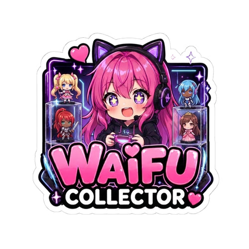 Anime Figure Collector Sticker, Kawaii Gamer Girl Waifu Shelf Decal, Kiss Cut Glossy Vinyl in 4 Sizes, Cute Gift for Weebs and Gacha Gamers