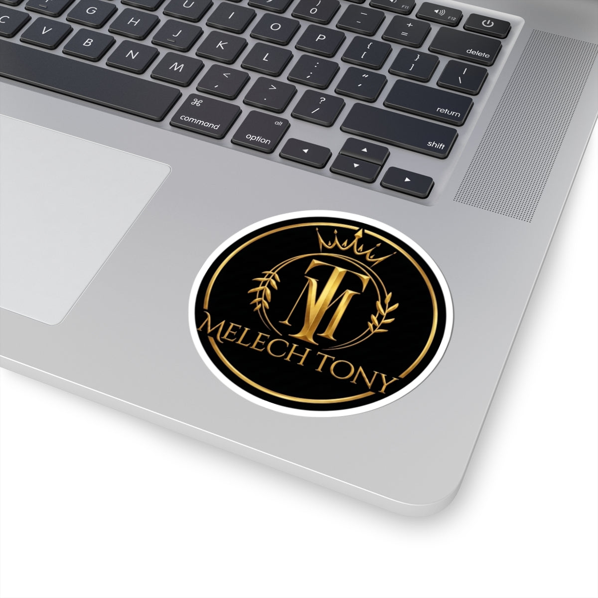 Melech Tony Logo Sticker, Gold Crown and Laurel Crest Monogram Decal, Kiss Cut Glossy Vinyl in 4 Sizes, Channel Merch for Fans, Gacha Gamer fan