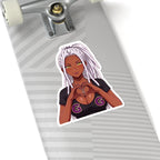 GG Gamer Girl Sticker, Anime Girl with White Locs Heart Hands Decal, Kiss Cut Glossy Vinyl in 4 Sizes, Gift for Gamers and Streamers