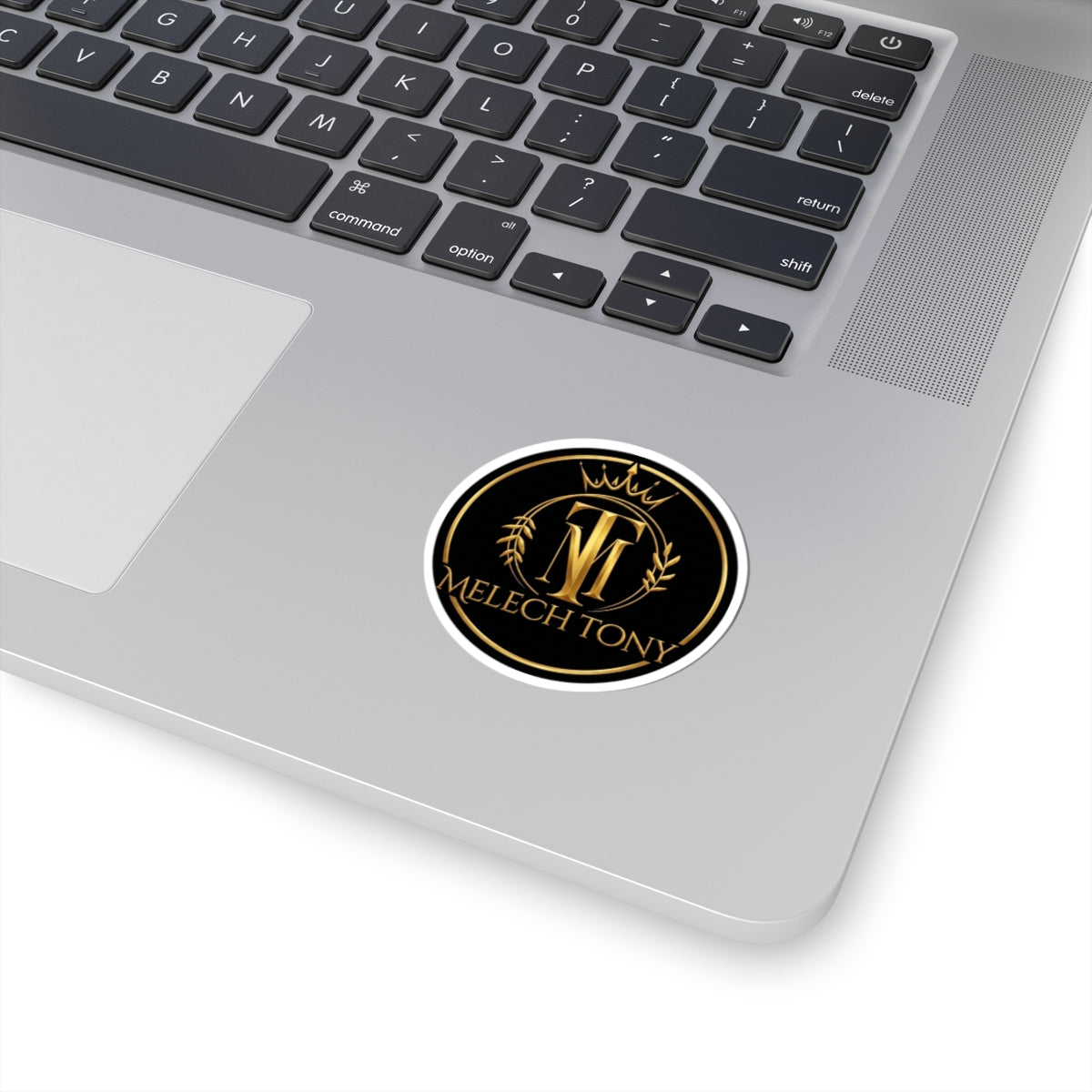 Melech Tony Logo Sticker, Gold Crown and Laurel Crest Monogram Decal, Kiss Cut Glossy Vinyl in 4 Sizes, Channel Merch for Fans, Gacha Gamer fan