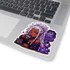 Witchy Copium Kiss-Cut Sticker — "It Is What It Is... Next Banner" Anime Girl with Braids and Black Cat Decal, Kiss Cut Glossy Vinyl in 4 Sizes, Gamer Gift, Gacha Sticker