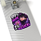 99% Hope 1% Luck Sticker, Crying Chibi Anime Boy Praying for SSR Decal, Kiss Cut Glossy Vinyl in 4 Sizes, Funny Gacha Gamer Gift