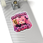 Lucky Pull Sticker, First Single SSR Kawaii Chibi Girl with Locs Decal, Kiss Cut Glossy Vinyl in 4 Sizes, Cute Gift for Anime Fans, Gacha Gamers