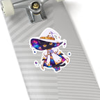 Celestial Cat Sticker, Kawaii Galaxy Witch Kitty in Star Hat Decal, Kiss Cut Glossy Vinyl in 4 Sizes, Cute Gift for Witchy Cat Lovers