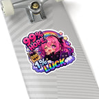 99% Hope 1% Luck Sticker, Anime Chibi Girl with Pink Braids Decal, Kiss Cut Glossy Vinyl in 4 Sizes, Funny Gacha Gamer Gift