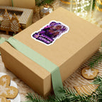 Sipping Hopium Kiss-Cut Sticker — Purple Aesthetic Vaporwave Girl Sticker, Anime Demon Girl with Loc's Decal, Kiss Cut Glossy Vinyl in 4 Sizes, Funny Gacha Gamer Meme Sticker