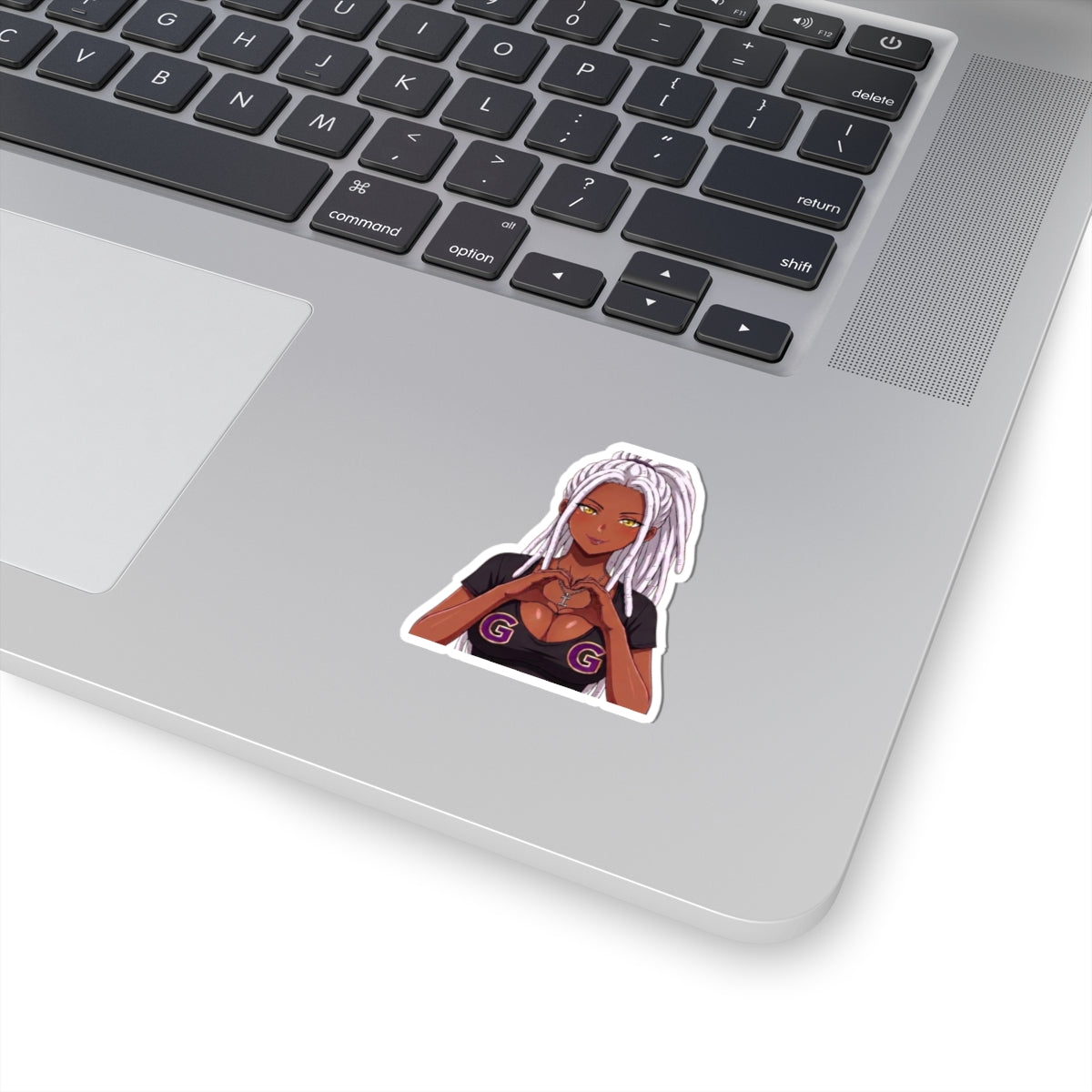 GG Gamer Girl Sticker, Anime Girl with White Locs Heart Hands Decal, Kiss Cut Glossy Vinyl in 4 Sizes, Gift for Gamers and Streamers