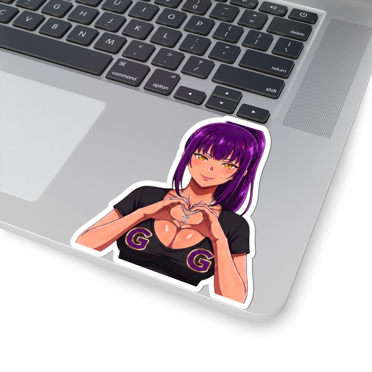 GG Gamer Girl Sticker, Anime Girl with White Locs Heart Hands Decal, Kiss Cut Glossy Vinyl in 4 Sizes, Gift for Gamers and Streamers