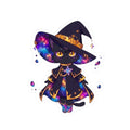 Celestial Cat Sticker, Kawaii Galaxy Witch Kitty in Star Hat Decal, Kiss Cut Glossy Vinyl in 4 Sizes, Cute Gift for Witchy Cat Lovers