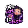 99% Hope 1% Luck Sticker, Crying Chibi Anime Boy Praying for SSR Decal, Kiss Cut Glossy Vinyl in 4 Sizes, Funny Gacha Gamer Gift