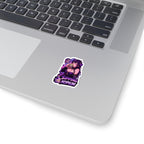 Sipping Hopium Kiss-Cut Sticker — Purple Aesthetic Vaporwave Girl Sticker, Anime Demon Girl with Loc's Decal, Kiss Cut Glossy Vinyl in 4 Sizes, Funny Gacha Gamer Meme Sticker