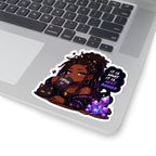 Witchy Copium Kiss-Cut Sticker — "It Is What It Is... Next Banner" Anime Girl with Braids and Black Cat Decal, Kiss Cut Glossy Vinyl in 4 Sizes, Gamer Gift, Gacha Sticker