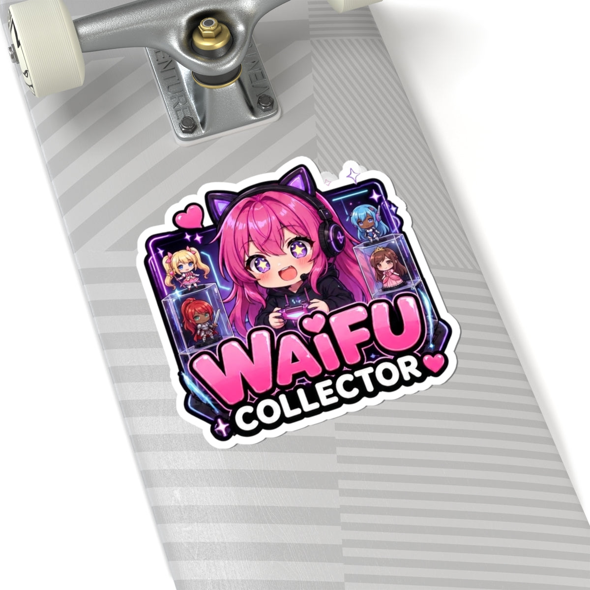 Anime Figure Collector Sticker, Kawaii Gamer Girl Waifu Shelf Decal, Kiss Cut Glossy Vinyl in 4 Sizes, Cute Gift for Weebs and Gacha Gamers