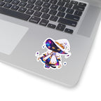 Celestial Cat Sticker, Kawaii Galaxy Witch Kitty in Star Hat Decal, Kiss Cut Glossy Vinyl in 4 Sizes, Cute Gift for Witchy Cat Lovers