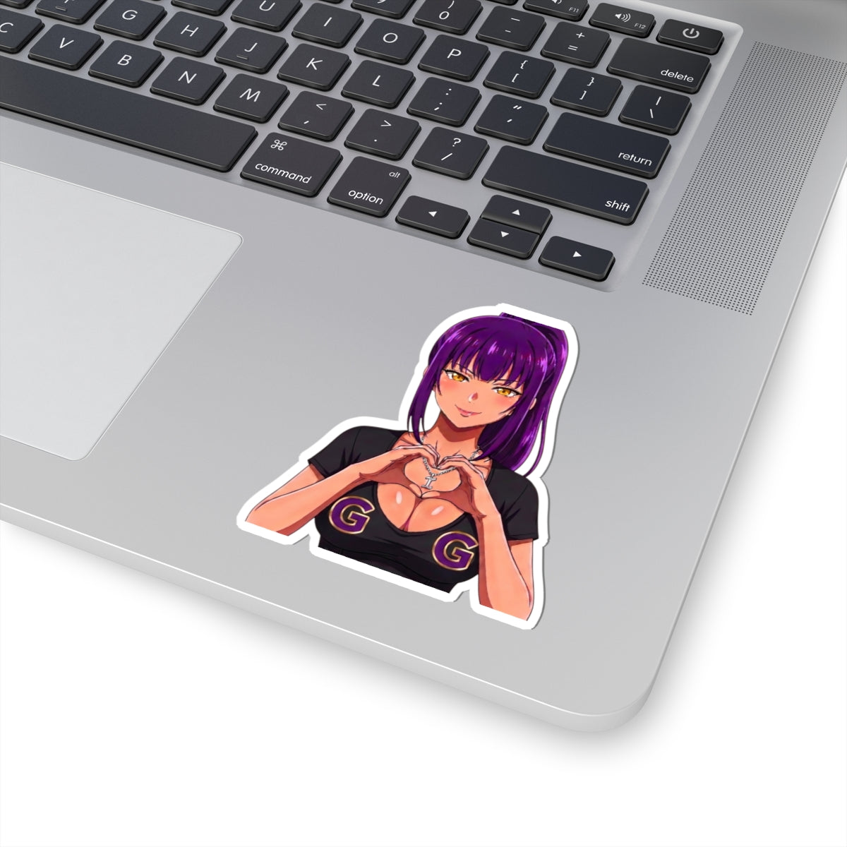 GG Gamer Girl Sticker, Anime Girl with White Locs Heart Hands Decal, Kiss Cut Glossy Vinyl in 4 Sizes, Gift for Gamers and Streamers