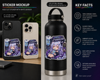 Sipping Copium Chibi Sticker, Anime Girl with Copium IV Drip Decal, Kiss Cut Glossy Vinyl in 4 Sizes, Funny Gacha Pity Gift, Gacha Sticker