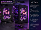 Sipping Hopium Kiss-Cut Sticker — Purple Aesthetic Vaporwave Girl Sticker, Anime Demon Girl with Loc's Decal, Kiss Cut Glossy Vinyl in 4 Sizes, Funny Gacha Gamer Meme Sticker
