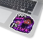 99% Hope 1% Luck Sticker, Crying Chibi Anime Boy Praying for SSR Decal, Kiss Cut Glossy Vinyl in 4 Sizes, Funny Gacha Gamer Gift