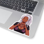 GG Gamer Girl Sticker, Anime Girl with White Locs Heart Hands Decal, Kiss Cut Glossy Vinyl in 4 Sizes, Gift for Gamers and Streamers