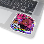 99% Hope 1% Luck Sticker, Anime Chibi Girl with Pink Braids Decal, Kiss Cut Glossy Vinyl in 4 Sizes, Funny Gacha Gamer Gift
