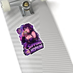 Sipping Hopium Kiss-Cut Sticker — Purple Aesthetic Vaporwave Girl Sticker, Anime Demon Girl with Loc's Decal, Kiss Cut Glossy Vinyl in 4 Sizes, Funny Gacha Gamer Meme Sticker