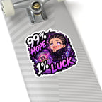 99% Hope 1% Luck Sticker, Crying Chibi Anime Boy Praying for SSR Decal, Kiss Cut Glossy Vinyl in 4 Sizes, Funny Gacha Gamer Gift