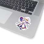 Celestial Cat Sticker, Kawaii Galaxy Witch Kitty in Star Hat Decal, Kiss Cut Glossy Vinyl in 4 Sizes, Cute Gift for Witchy Cat Lovers