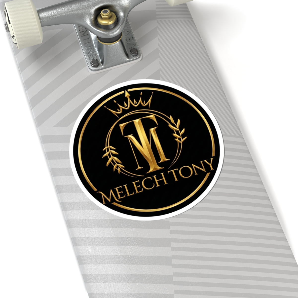 Melech Tony Logo Sticker, Gold Crown and Laurel Crest Monogram Decal, Kiss Cut Glossy Vinyl in 4 Sizes, Channel Merch for Fans, Gacha Gamer fan