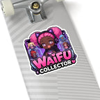 Waifu Collector Sticker, Kawaii Gamer Girl with Cat Ear Headset Decal, Kiss Cut Glossy Vinyl in 4 Sizes, Cute Gift for Anime Fans & Gacha Gamers