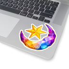 Star Fragment, Crystal Moon and Star Sticker, Celestial Rainbow Gem Crescent Decal, Kiss Cut Glossy Vinyl in 4 Sizes, Cute Gift for Journals, 7DS Origins