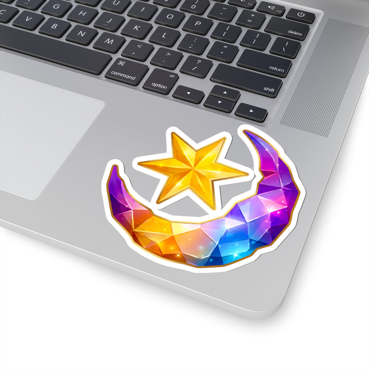 Star Fragment, Crystal Moon and Star Sticker, Celestial Rainbow Gem Crescent Decal, Kiss Cut Glossy Vinyl in 4 Sizes, Cute Gift for Journals, 7DS Origins