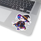 Celestial Cat Sticker, Kawaii Galaxy Witch Kitty in Star Hat Decal, Kiss Cut Glossy Vinyl in 4 Sizes, Cute Gift for Witchy Cat Lovers