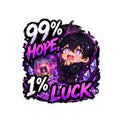 99% Hope 1% Luck Sticker, Crying Chibi Anime Boy Praying for SSR Decal, Kiss Cut Glossy Vinyl in 4 Sizes, Funny Gacha Gamer Gift