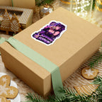 Sipping Hopium Kiss-Cut Sticker — Purple Aesthetic Vaporwave Girl Sticker, Anime Demon Girl with Loc's Decal, Kiss Cut Glossy Vinyl in 4 Sizes, Funny Gacha Gamer Meme Sticker