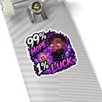 99% Hope 1% Luck Sticker, Crying Chibi Anime Boy Praying for SSR Decal, Kiss Cut Glossy Vinyl in 4 Sizes, Funny Gacha Gamer Gift