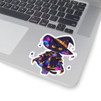 Celestial Cat Sticker, Kawaii Galaxy Witch Kitty in Star Hat Decal, Kiss Cut Glossy Vinyl in 4 Sizes, Cute Gift for Witchy Cat Lovers