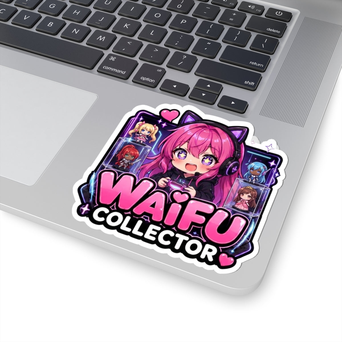 Anime Figure Collector Sticker, Kawaii Gamer Girl Waifu Shelf Decal, Kiss Cut Glossy Vinyl in 4 Sizes, Cute Gift for Weebs and Gacha Gamers
