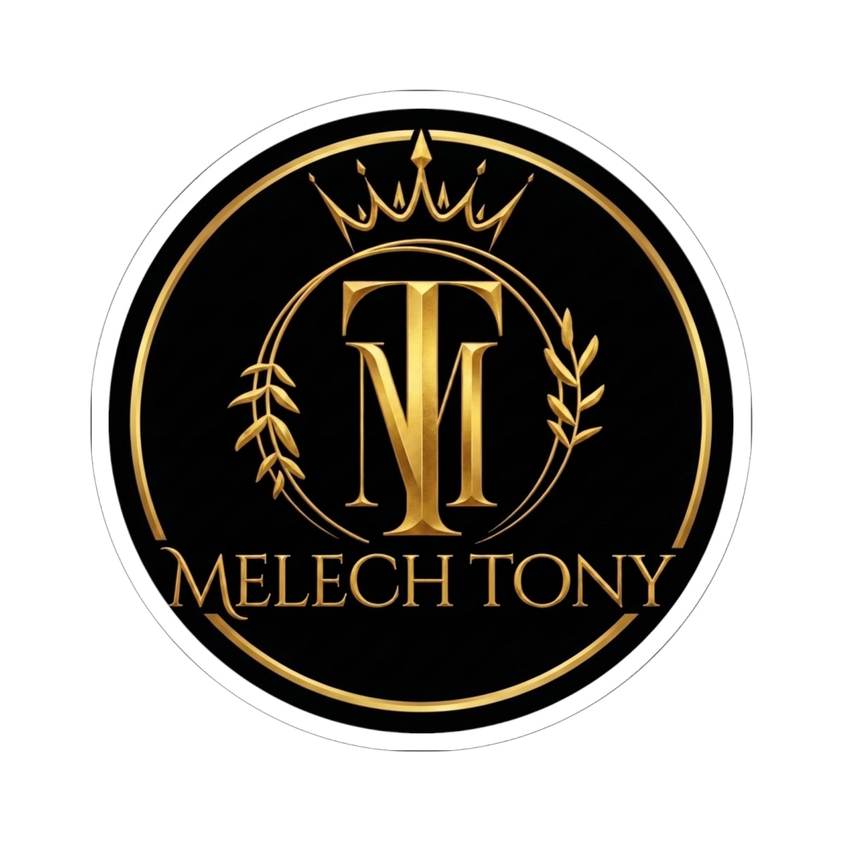 Melech Tony Logo Sticker, Gold Crown and Laurel Crest Monogram Decal, Kiss Cut Glossy Vinyl in 4 Sizes, Channel Merch for Fans, Gacha Gamer fan