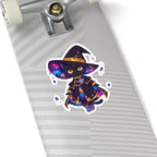 Celestial Cat Sticker, Kawaii Galaxy Witch Kitty in Star Hat Decal, Kiss Cut Glossy Vinyl in 4 Sizes, Cute Gift for Witchy Cat Lovers