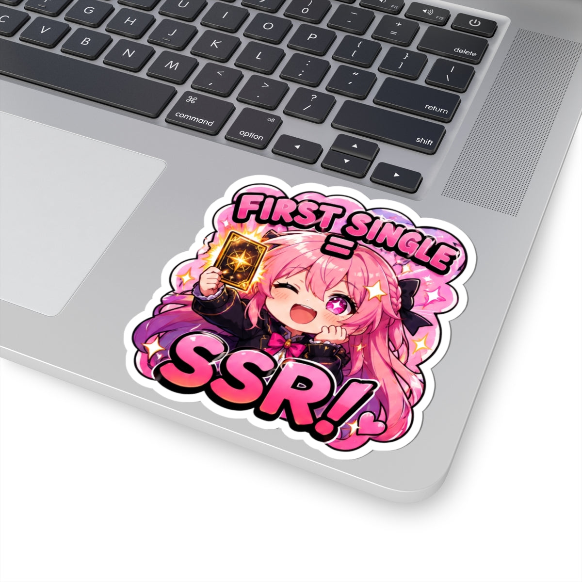 Lucky Pull Sticker, First Single SSR Kawaii Chibi Girl with Locs Decal, Kiss Cut Glossy Vinyl in 4 Sizes, Cute Gift for Anime Fans, Gacha Gamers