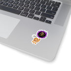 Melech Tony Lion Sticker, Funny Cat vs Dog Meme Decal with Purple Flame Crest, Kiss Cut Glossy Vinyl in 4 Sizes, Gamer Gift