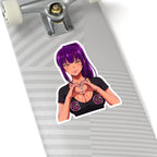 GG Gamer Girl Sticker, Anime Girl with White Locs Heart Hands Decal, Kiss Cut Glossy Vinyl in 4 Sizes, Gift for Gamers and Streamers