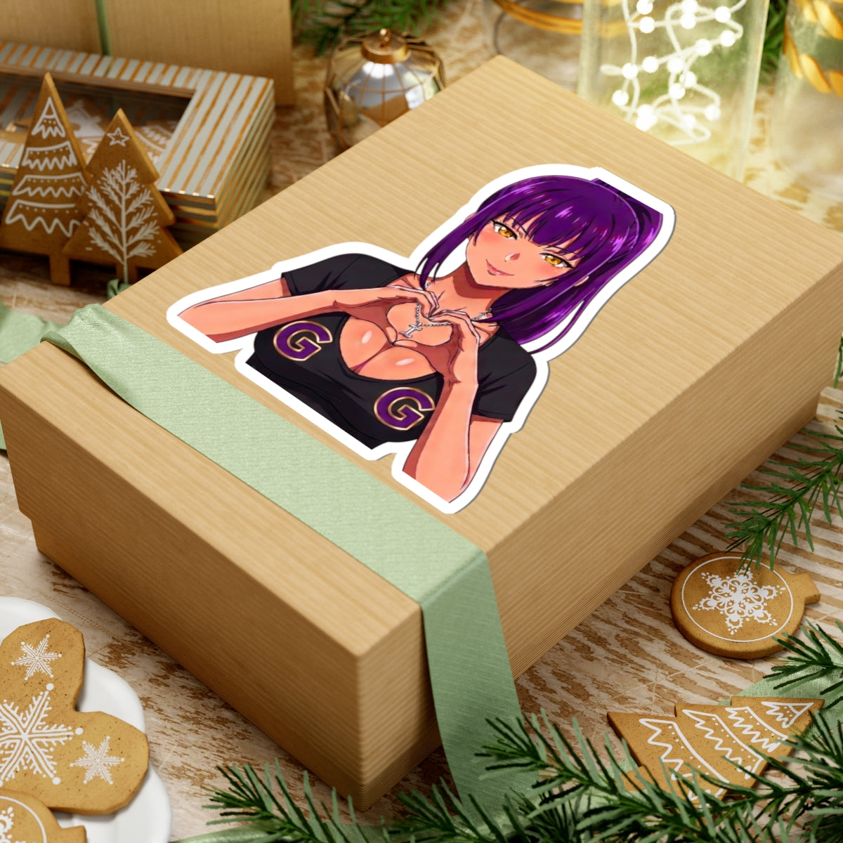 GG Gamer Girl Sticker, Anime Girl with White Locs Heart Hands Decal, Kiss Cut Glossy Vinyl in 4 Sizes, Gift for Gamers and Streamers