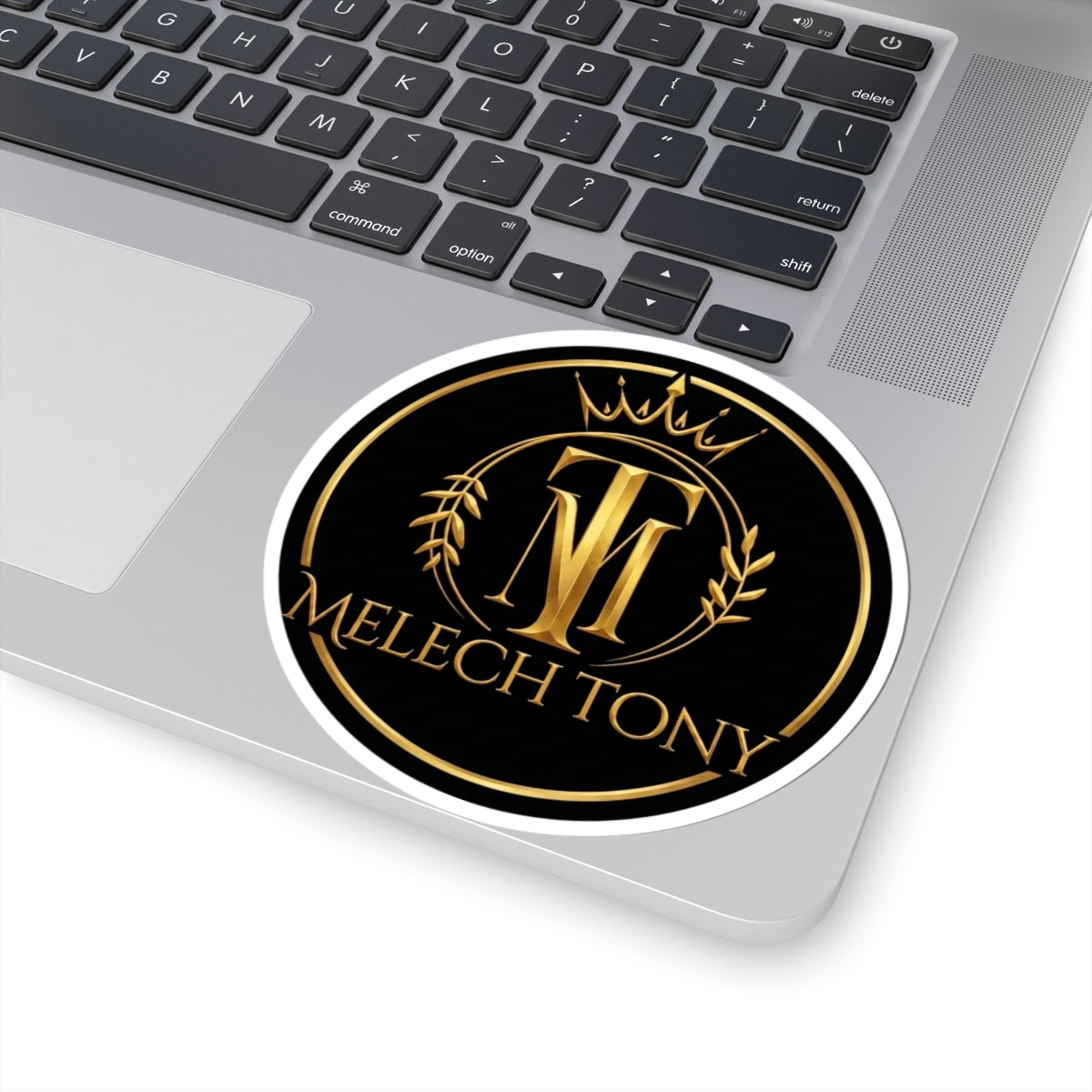 Melech Tony Logo Sticker, Gold Crown and Laurel Crest Monogram Decal, Kiss Cut Glossy Vinyl in 4 Sizes, Channel Merch for Fans, Gacha Gamer fan